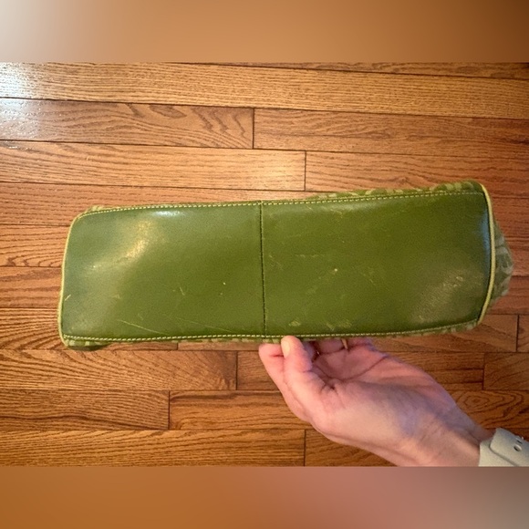 Y2K Vintage Fossil Leather Green Designer Shoulder Bag - Picture 4 of 5